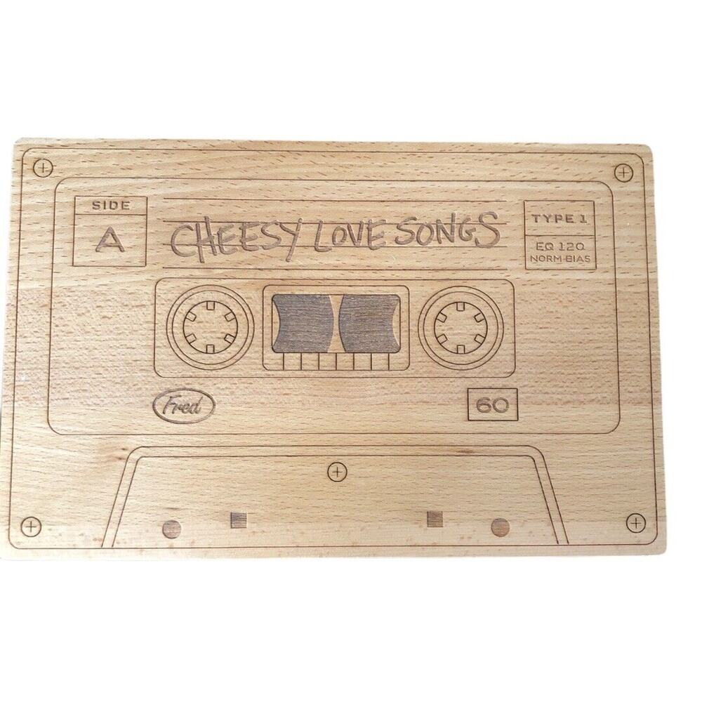 Genuine Fred Cheesy Love Songs Retro Mixtape Cheese Cutting Board, 10.5”‎ X 7”